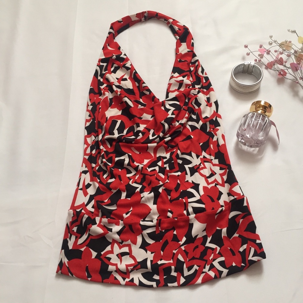 DIANE von FURSTENBERG silk red halter top - size 2